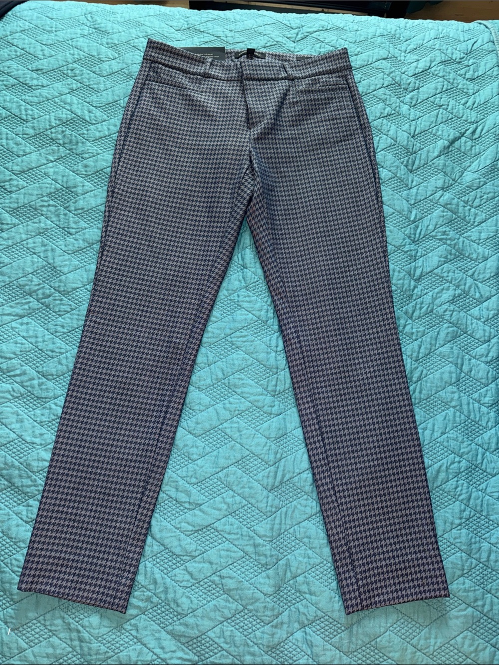 Slim Houndstooth Dress Pants - Blue